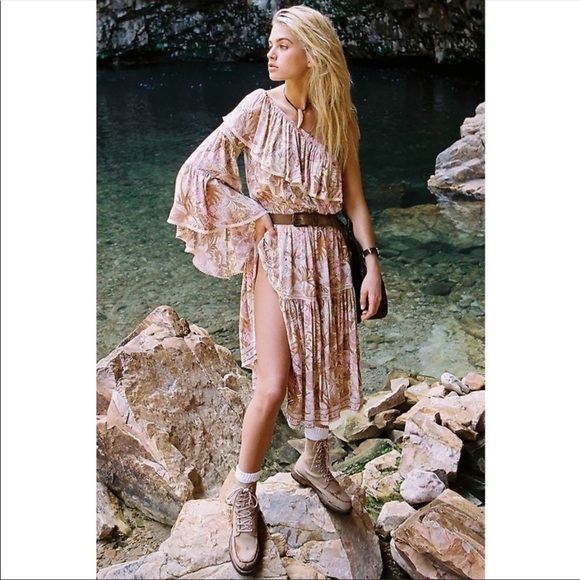 Spell One Shoulder Dress in Pink and Cream - Picture 5 of 6